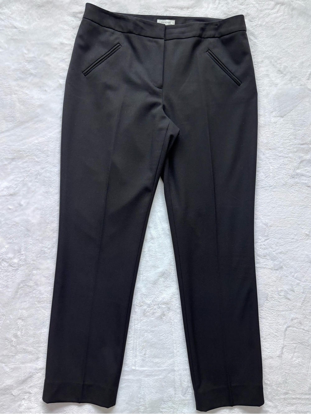 TAHARI Classic Black Straight Leg Mid Rise Ankle Dress Pants—EUC—10